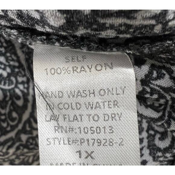 Savanna Jane Black paisley embroidered Cottagecore boho blouse plus sz 1X - Picture 6 of 9